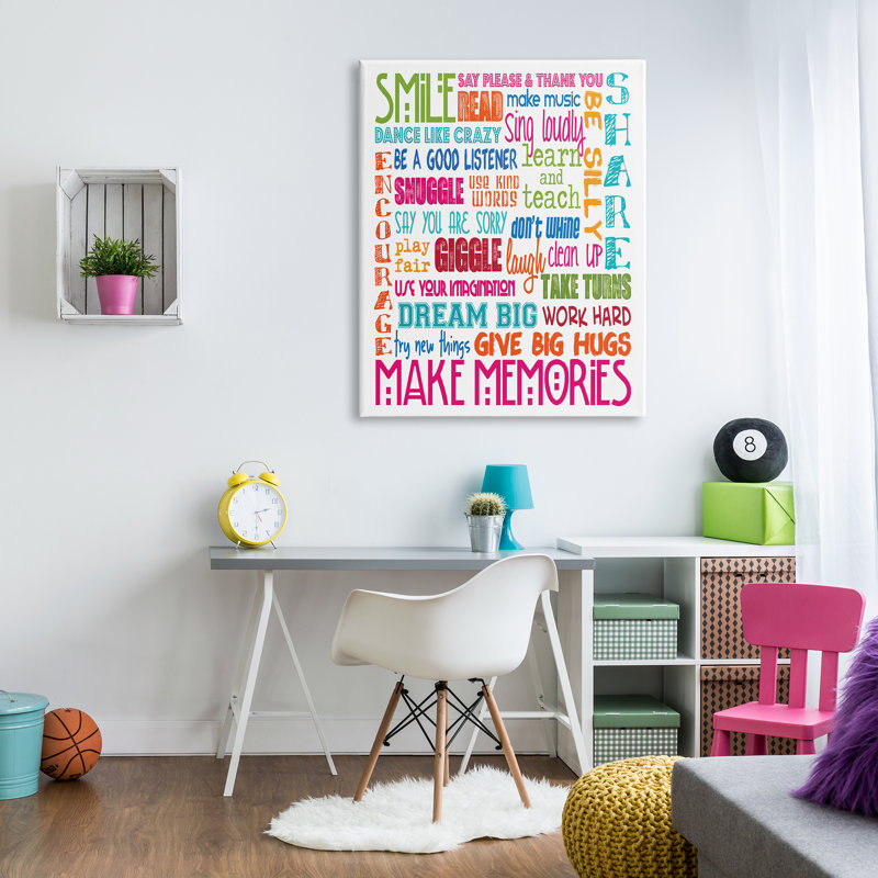 Smile Make Memories, typographie, Plaque murale, L 36 po x H 48 po