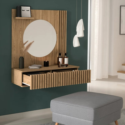 Meuble-lavabo flottant à panneaux Entsian Oak