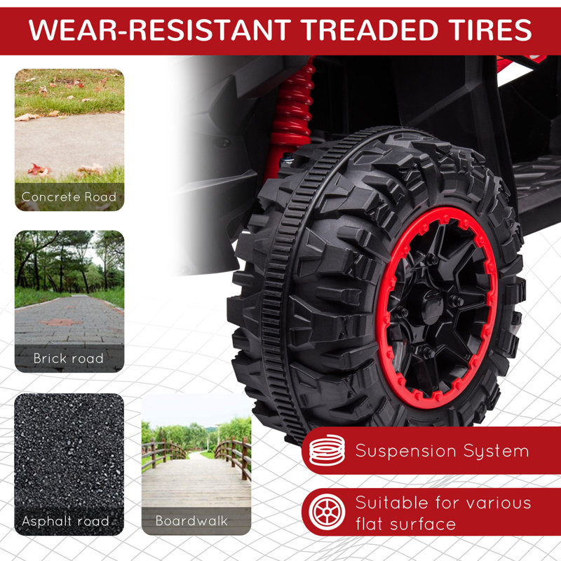 Red 12V Kids ATV Quad with Wear-Resistant Wheels