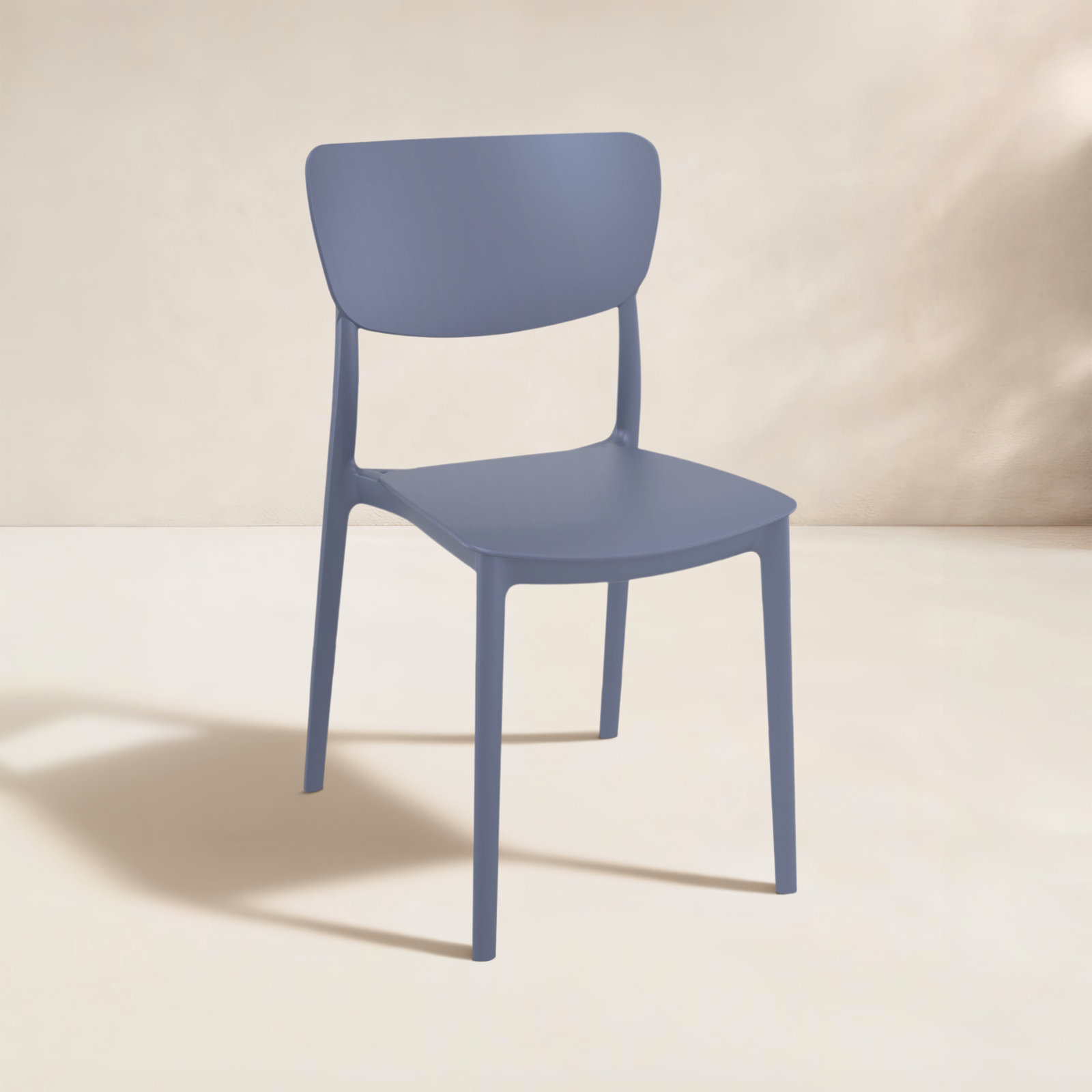 Farrah Outdoor Stacking Dining Side Chair, Dark Gray