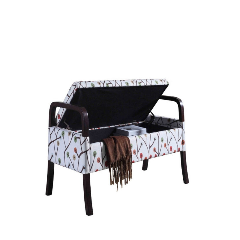 Siège de rangement en bois de 59 cm de hauteur, motif de fleurs de cerisier
