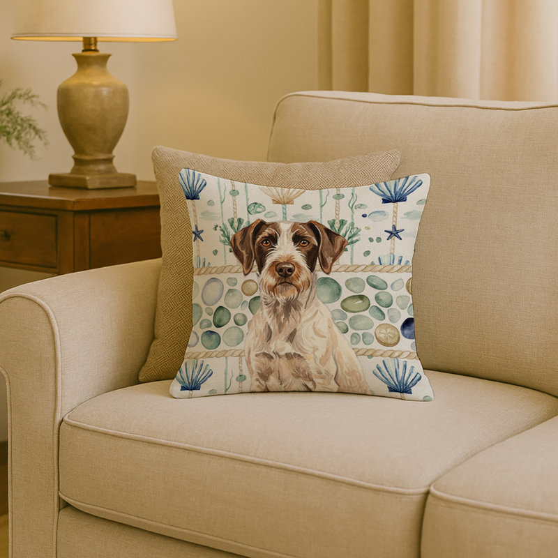 Coussin en verre de mer, Carré 18 po, Liver/White German Wirehaired Pointer
