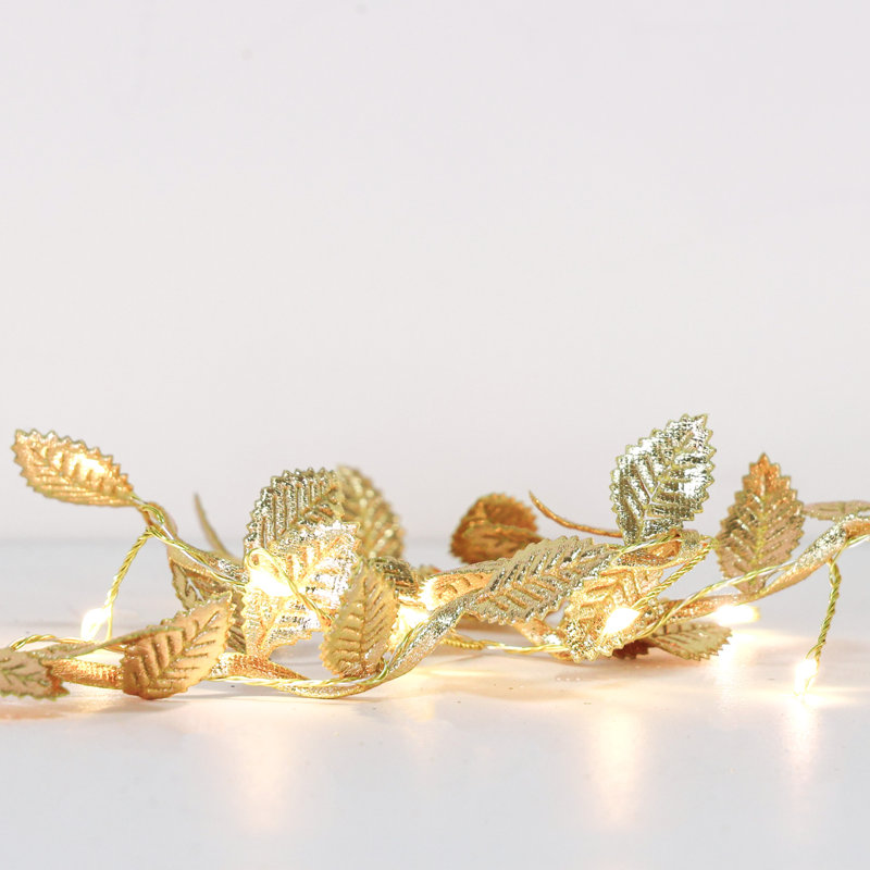 200cm Lighted Faux Garland with Lights, Gold