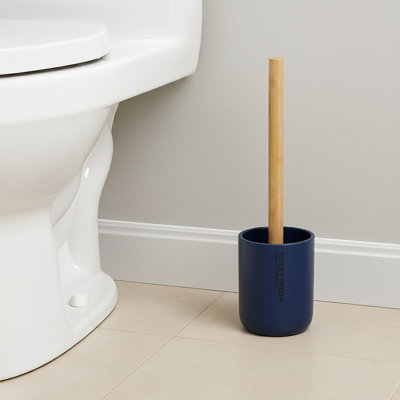 Ensemble de porte-brosse de toilette Willis Chic Matte avec poignée en bambou naturel