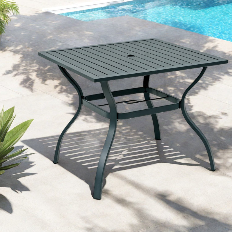 Tables de patio modernes, table de salle à manger carrée en acier de 37 pouces pour la maison
