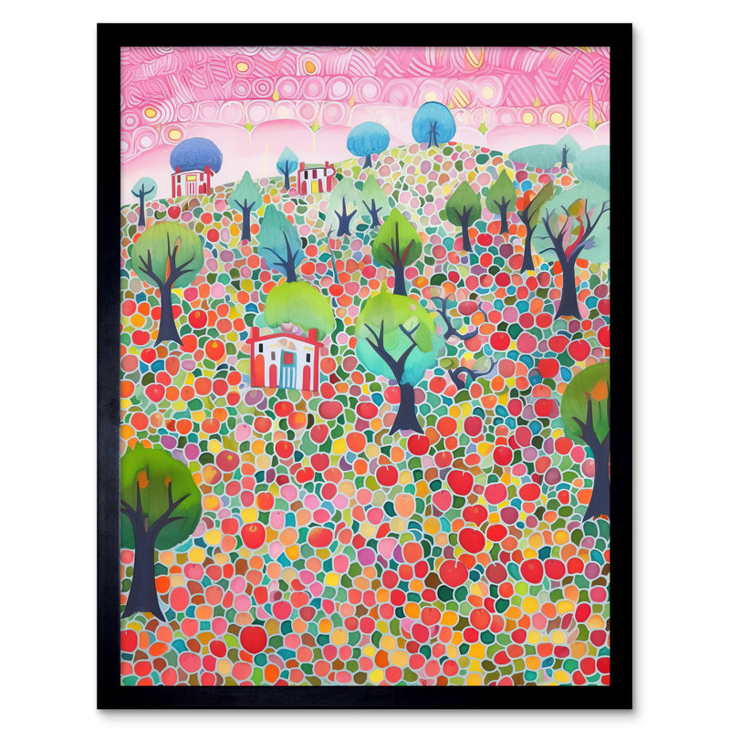 Apple Tree Orchard Fields At Sunset - Single Picture Frame Print