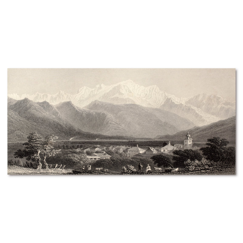 Mont Blanc monochrome - impression sur toile, H 28 po x l 60 po, Toile tendue