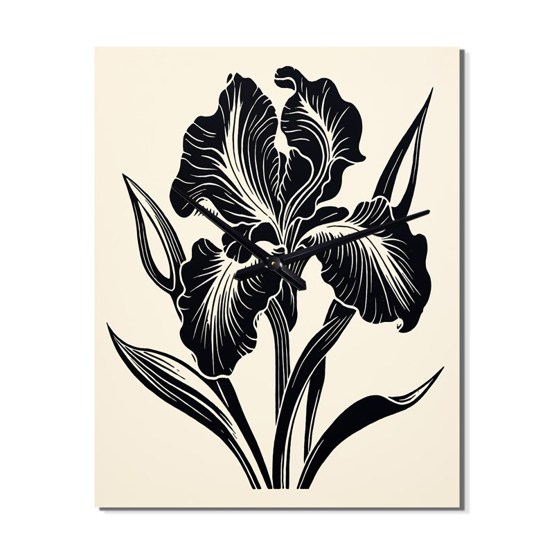Iris monochromes en noir et I - horloges murales Iris, Petit