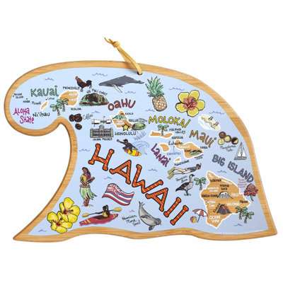 Planche à découper et à servir en bambou avec illustration Hawaii