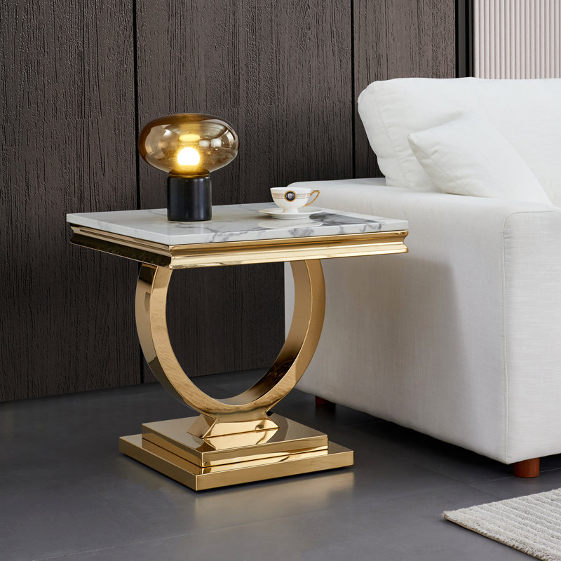 Table de bout Traeshaun, Doré, Blanc
