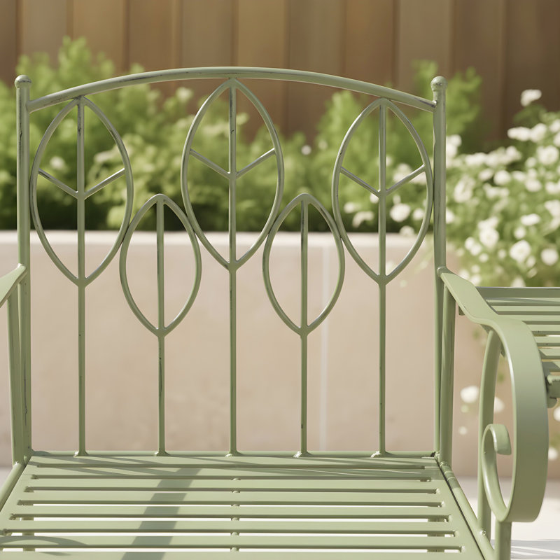 Wrought Iron Outdoor Bench, Green