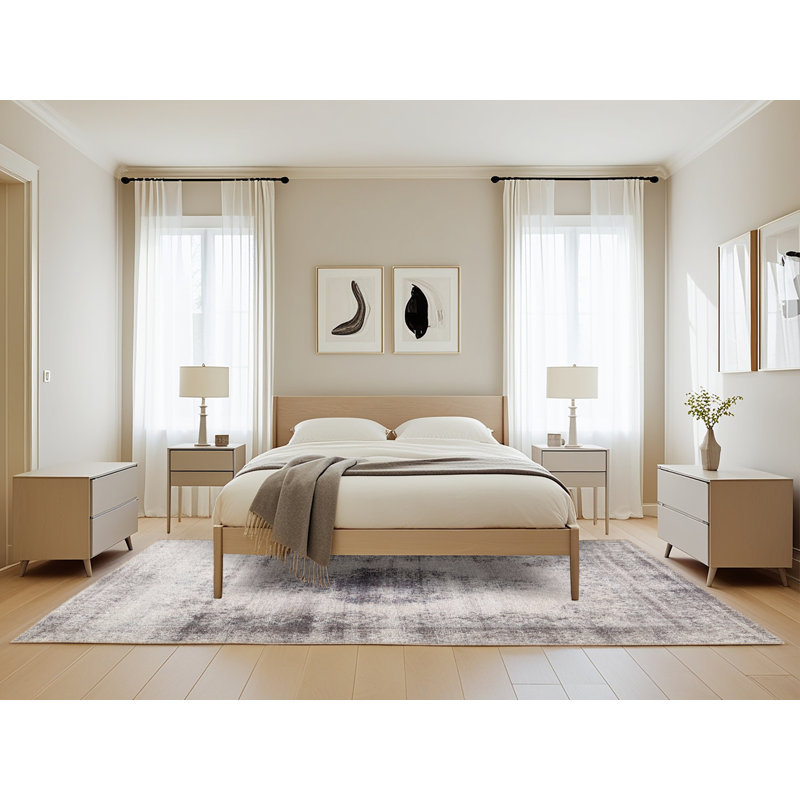 Laine tissée à la machine de style oriental/polyester beige/Tapis décoratif gris, Rectangle 5 pi x 8 pi