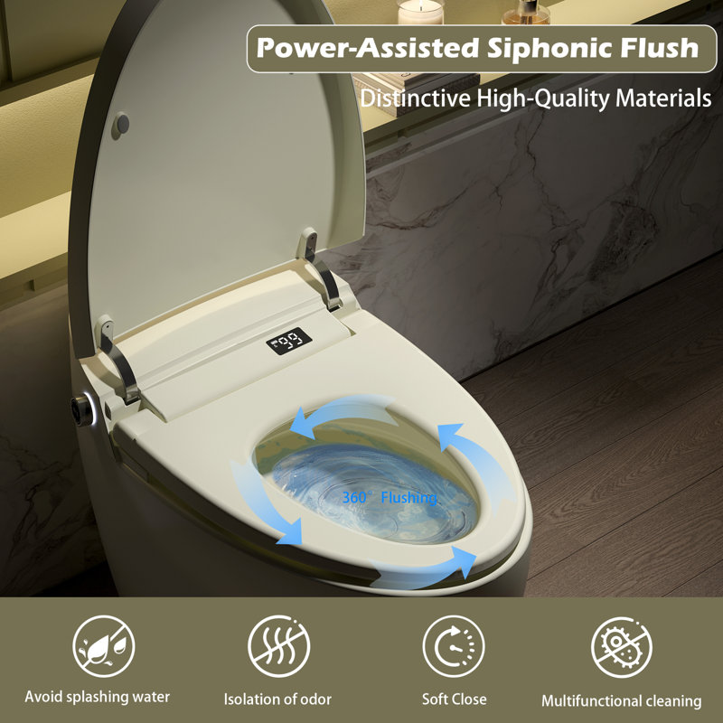 Toilette moderne bidet, porcelaine 12 po, maison intelligente compacte