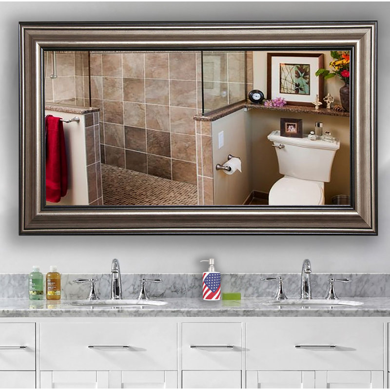 Wall Mirror, Antique Silver/Black, 45.5" H x 32" W