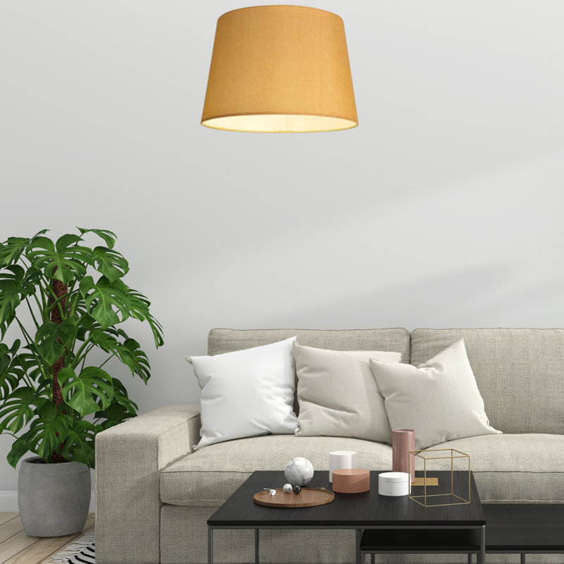 Textured Linen Drum Shades 21cm H Linen Drum Lamp Shade ( Screw On ), Yellow