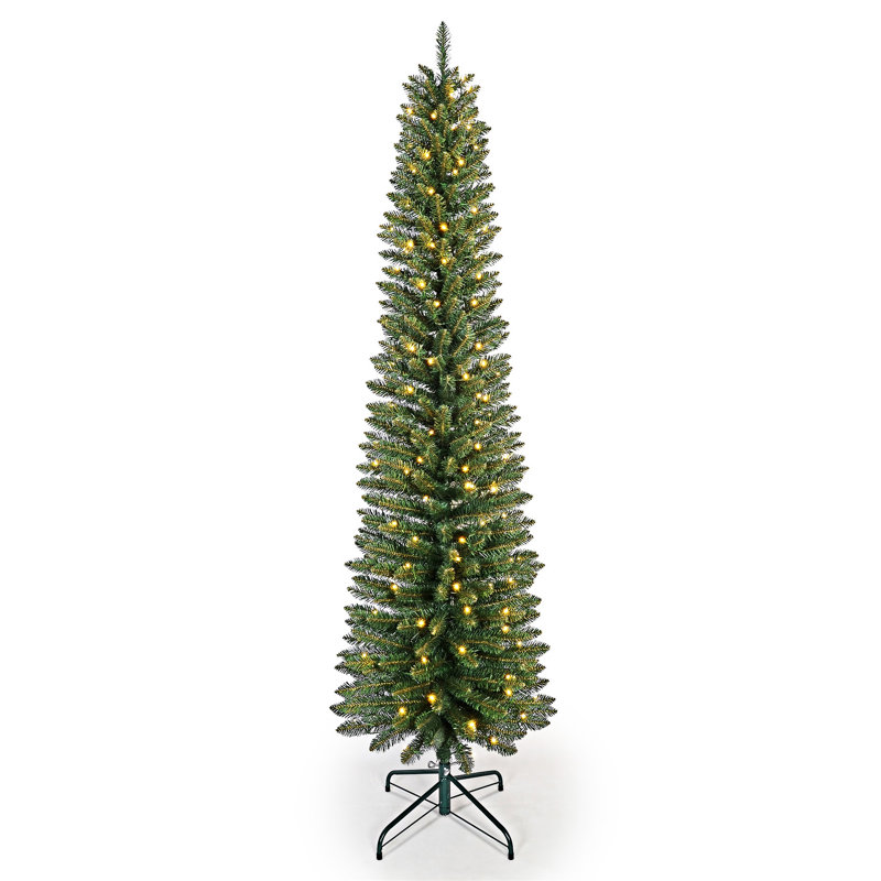 Arbre de Noël mince avec support en métal, 6', Illuminée