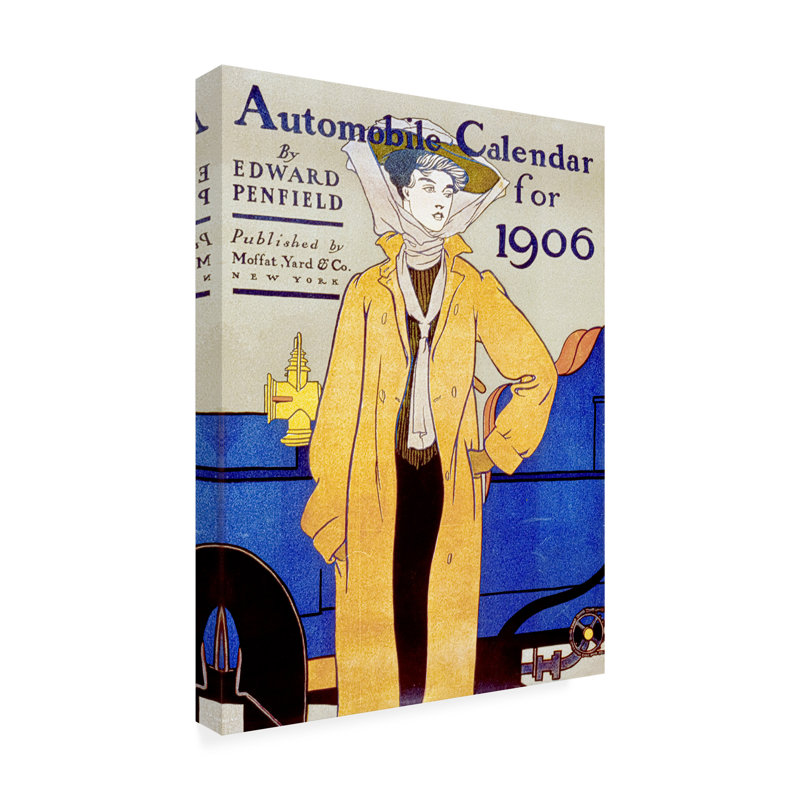 Rouleau de bologles, Edward Penfields, calendrier automobile pour 1906, H 47 po x l 35 po