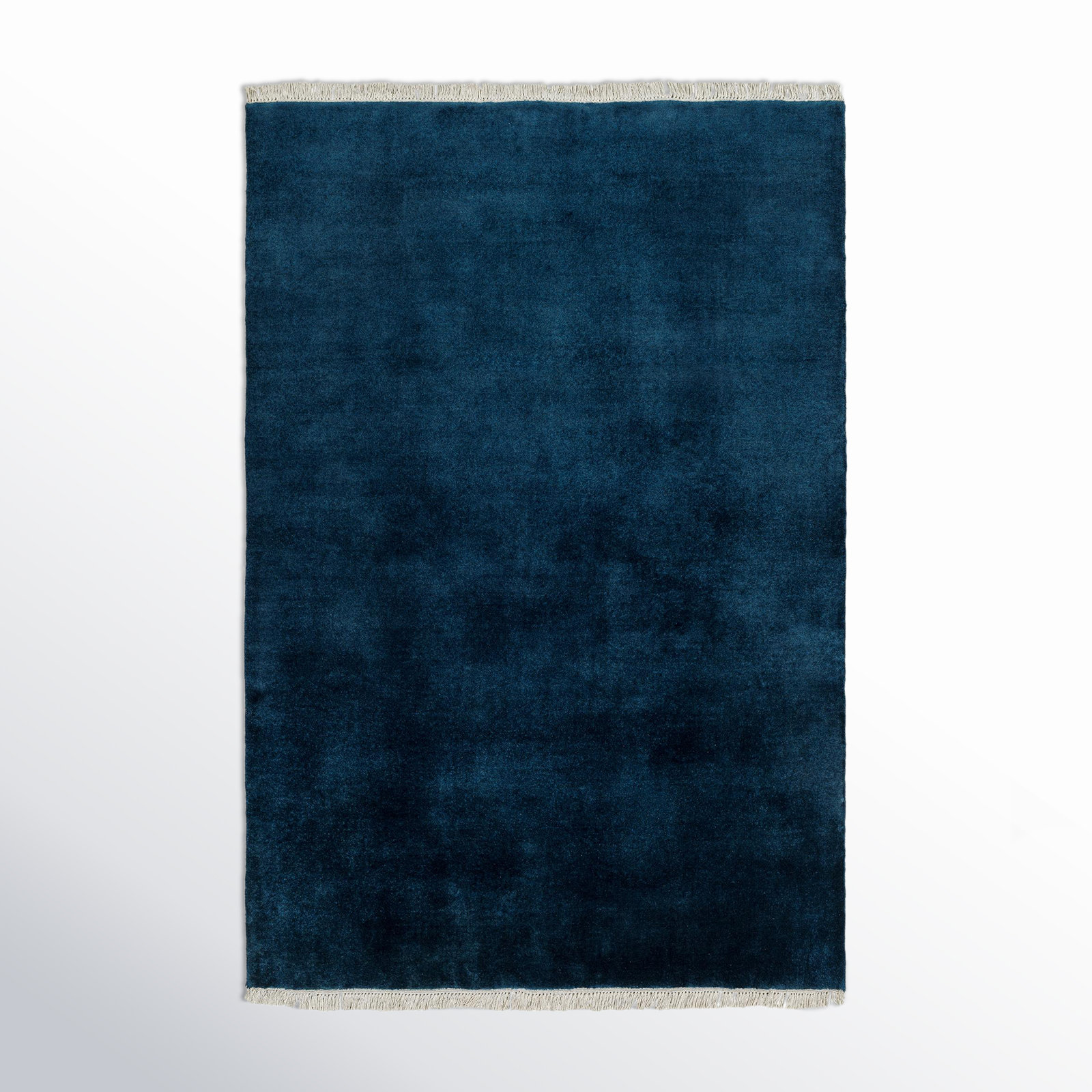Clio Handmade Wool Blue Rug, Rectangle 2' x 3'