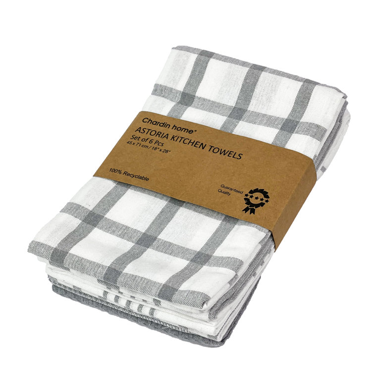 Cotton Striped Dish Cloth (Set of 6) Chardin Home Color: Black