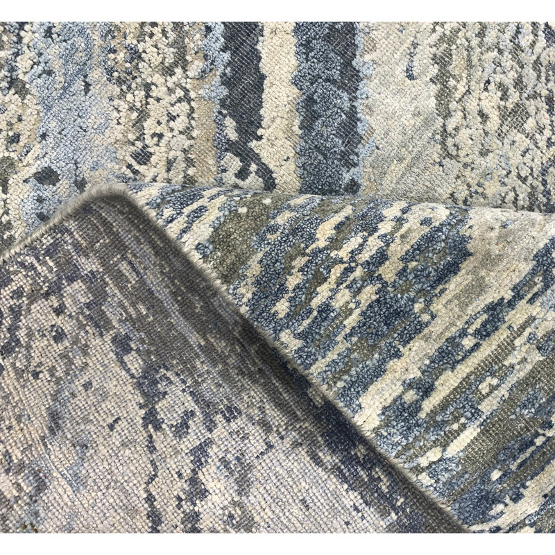 Hand Knotted Abstract Area Rug, Rectangle 8' x 10'