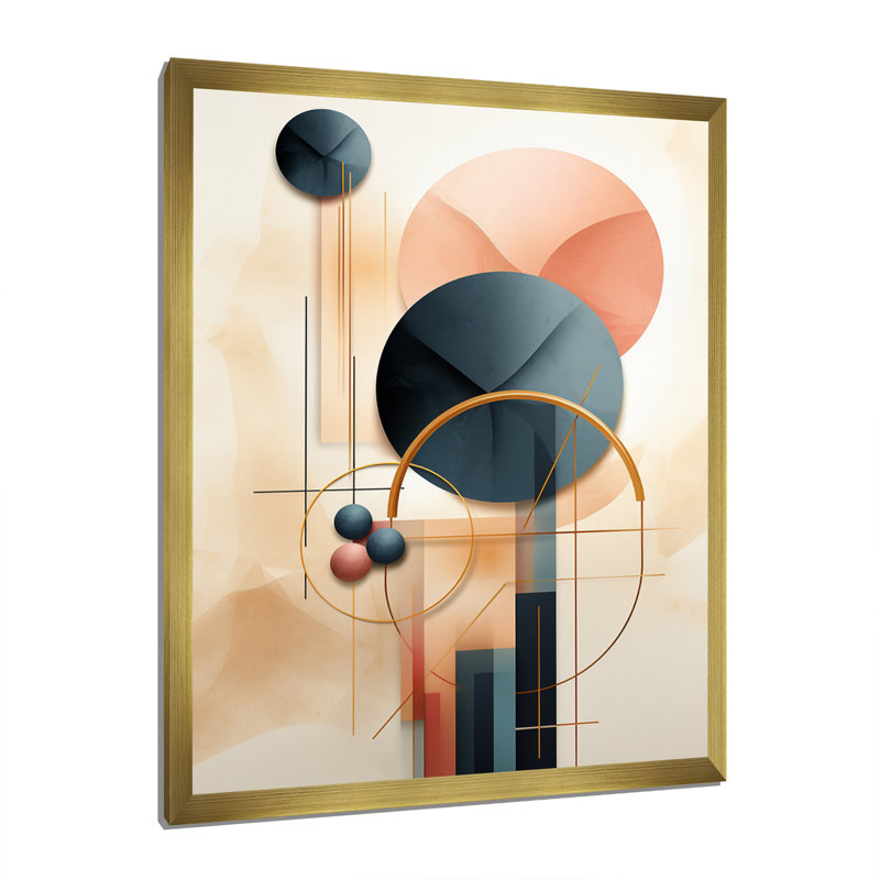 Opulence circulaire géométrique rétro pastel I - reproduction sur toile, H 44 po x l 34 po x P 1,5 po, Encadrement doré