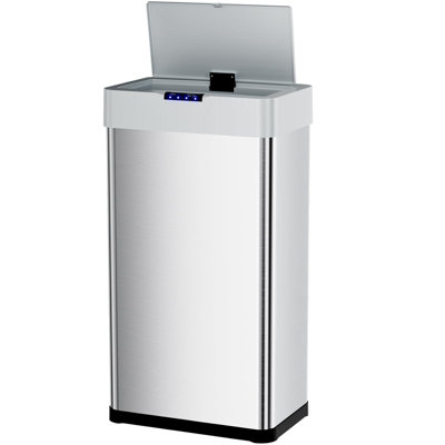 Poubelle en acier inoxydable à capteur de mouvement 21,1 gallons, poubelle automatique, couvercle à fermeture en douceur, pour la cuisine, le bureau, le véhicule récréatif, la chambre à coucher et le salon (argent)