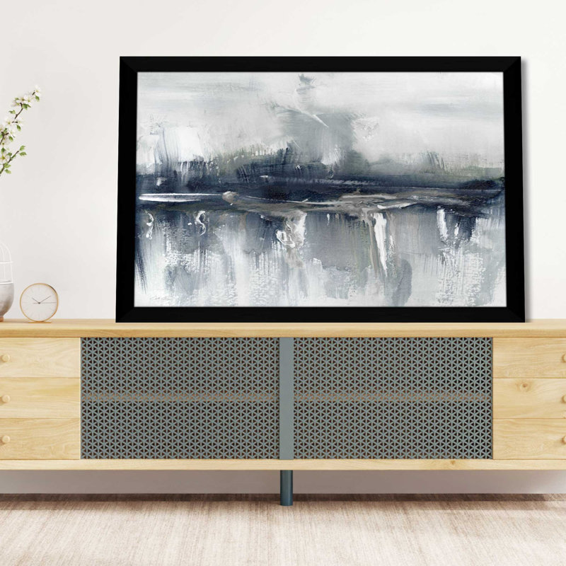 Indyscape II par Stella Chang - Peinture, L 49,5 po x H 33,5 po, Cadre noir