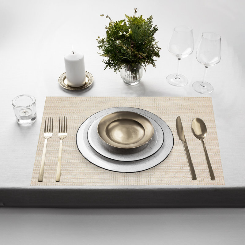 Ensemble de 6 napperons résistants à la chaleur de 12 po x 18 po Placemats, Ivoire ivoire