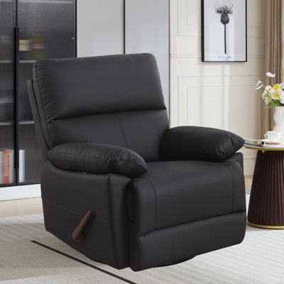 35.7" Wide Upholstered Manual Swivel Rocker Recliner Chair