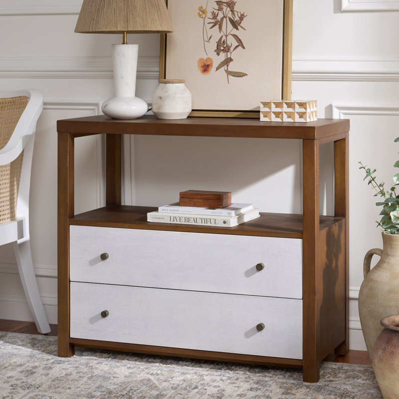 Commode 2 tiroirs Criner, Brun / Naturel