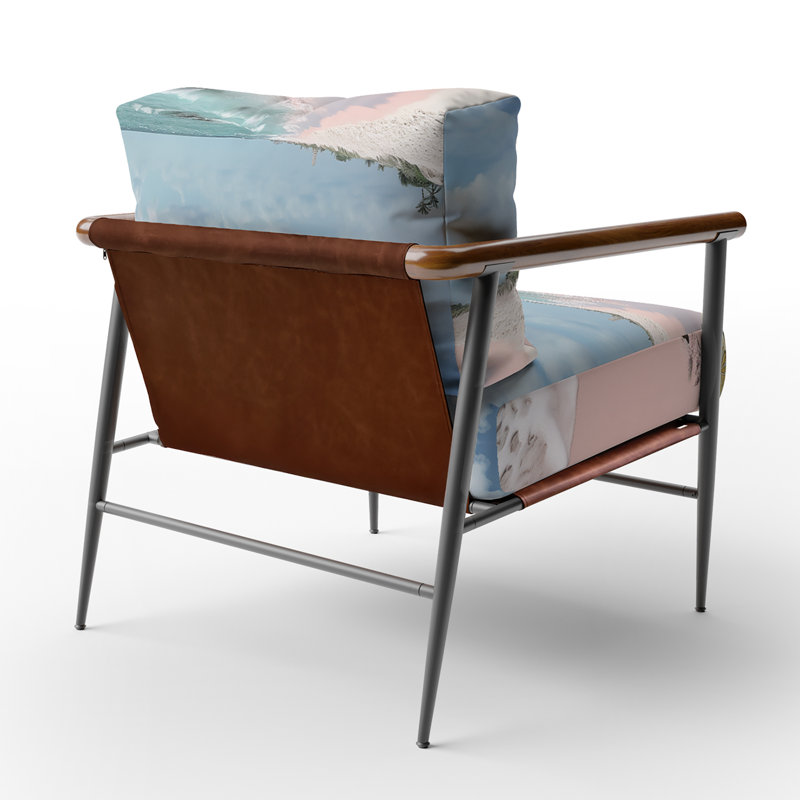 Fauteuil d'appoint de plage Pink Minimalism Beach Landscape II - Revêtement en velours, Noir