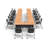 Tables Training Meeting Seminar Classroom 7Pc Beech Folding Industrial Caster Z-Base. Tables Connect.  Modesty Panel, Shelf, Power+Usb Outlet. Fold+Nest For Storage (Seating Not Included).