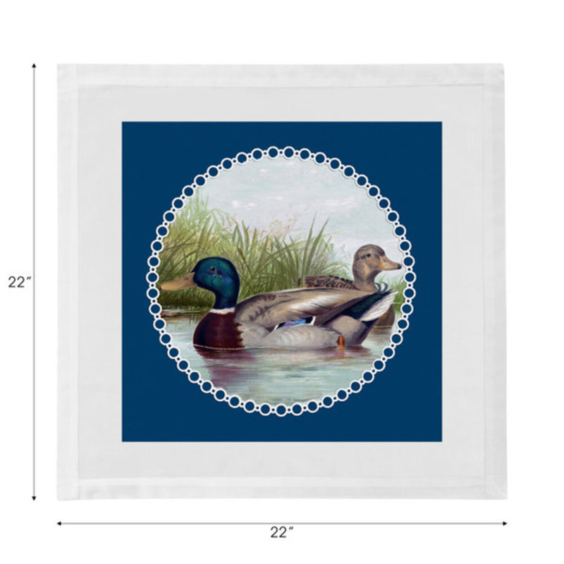 English Duck Pond Cotton Blend Square Napkins, Blue