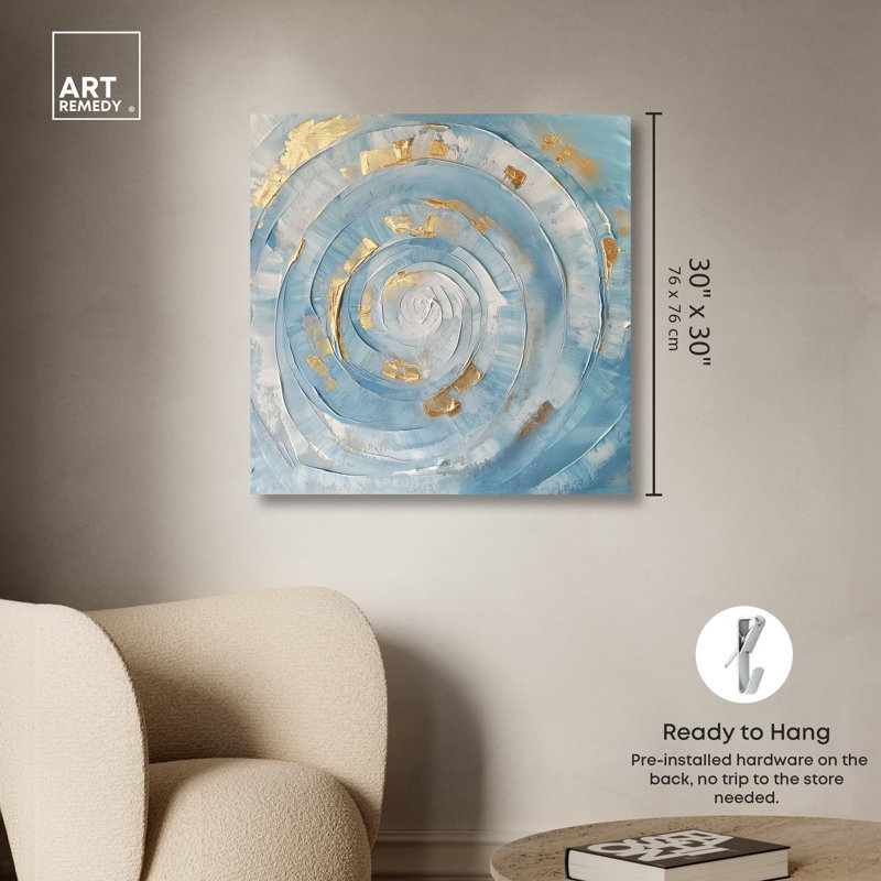 Golden Flux Blue and Gold Abstract Canvas Art, 30" x 30"