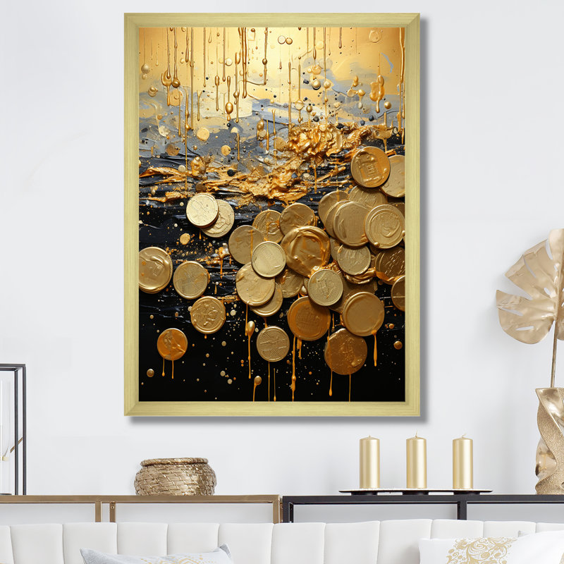 «Magic», art abstrait sur toile Popart I, Encadrement doré, H 32 po x l 16 po x P 1 po