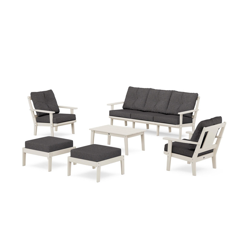 Prairie 6 Piece Sofa Seating Group with Cushions, Sand, Ash Charcoal Revolution®