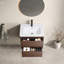 Meuble-lavabo mural noir brun 23 po x 18 po x 19 po avec assemblage facile, tiroir à fermeture en douceur et finition résistante aux égratignures pour un rangement moderne