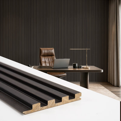 6 panneaux muraux en bois massif à lattes de 94,5 po x 5,7 po pour décoration de bureau et de plafond (22,44 pieds carrés / casier)