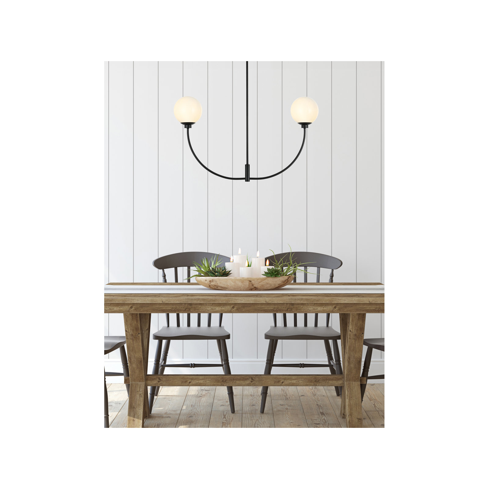 Kyle 2 - Light Metal Chandelier, Black, 21" H x 36" W x 7" D