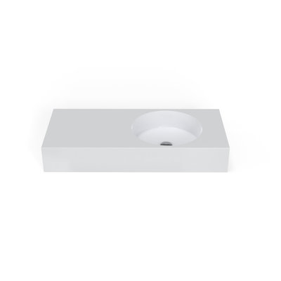 Badeloft 39.4" x 17.7" Rectangular Stone Resin Wall Mounted Bathroom Sink with Overflow WT-02-B-G in Glossy White