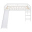 Lit mezzanine pleine grandeur en bois massif avec glissade - un choix élégant dans une finition blanche pour une touche d'élégance
