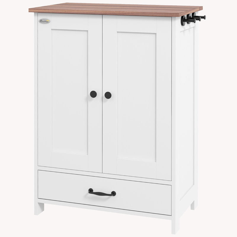 Food Storage Cabinet with Hidden Dog Bowls, Adjustable Panel