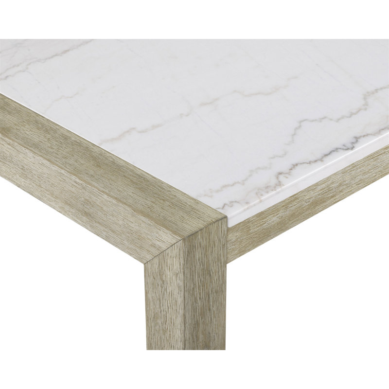 Ensemble de salle à manger 7 pièces Table de salle à manger en marbre véritable blanc de style contemporain