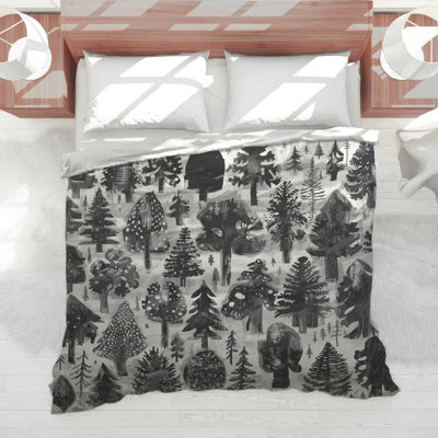 Édredon monochrome Forest Illustration
