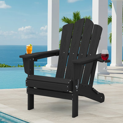 Wolak HDPE Folding Adirondack Chair With Dual Cup Holder