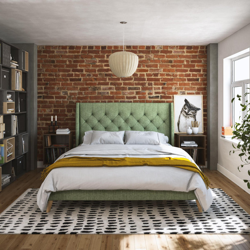 Her Majesty Upholstered Platform Bed, Kingsize (5'), Light Green