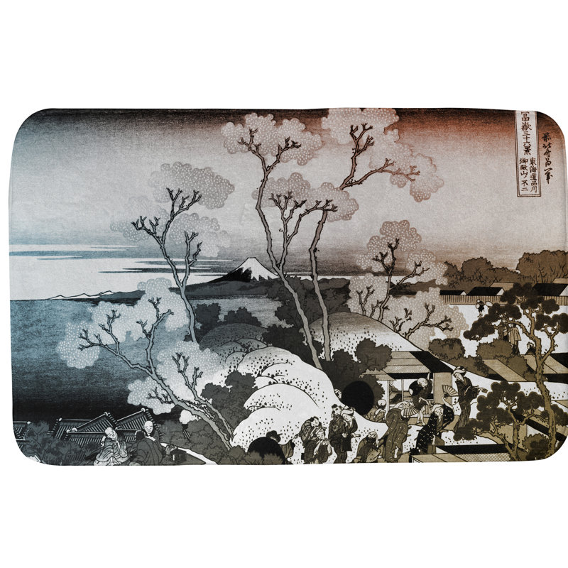 Tapis pour salle de bain Mt. Fuji, l 17 po x L 24 po, Brun, noir, orange