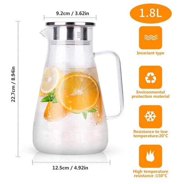 Hokku Designs Fridge Door Water Pitcher With Lid Perfect For Making Tea,  Juice And Cold Drink, 71 Oz Water Jug Made Of Clear Pet, No Smell Clear  Fiber Glass Carafe Bpa Free