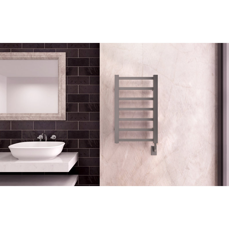 Chauffe-serviettes électrique mural 19,5 "x50,5" Milano, Noir mat, H 50,5 po x l 19,5 po x P 3 po