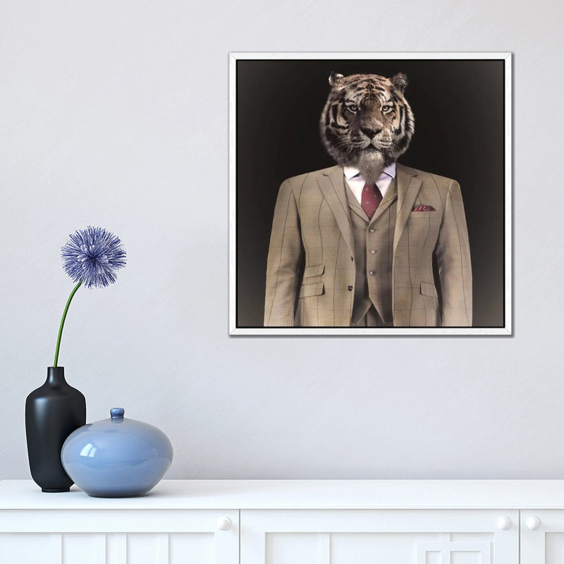 The Gent - Print on Canvas, White Framed, 45.72 cm H x 45.72 cm W